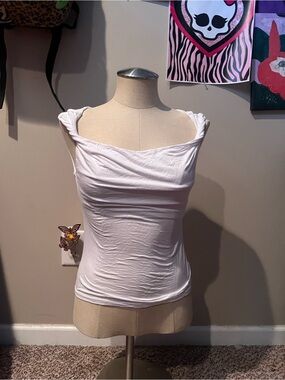 wild fable White Draped Shoulder Tank Top